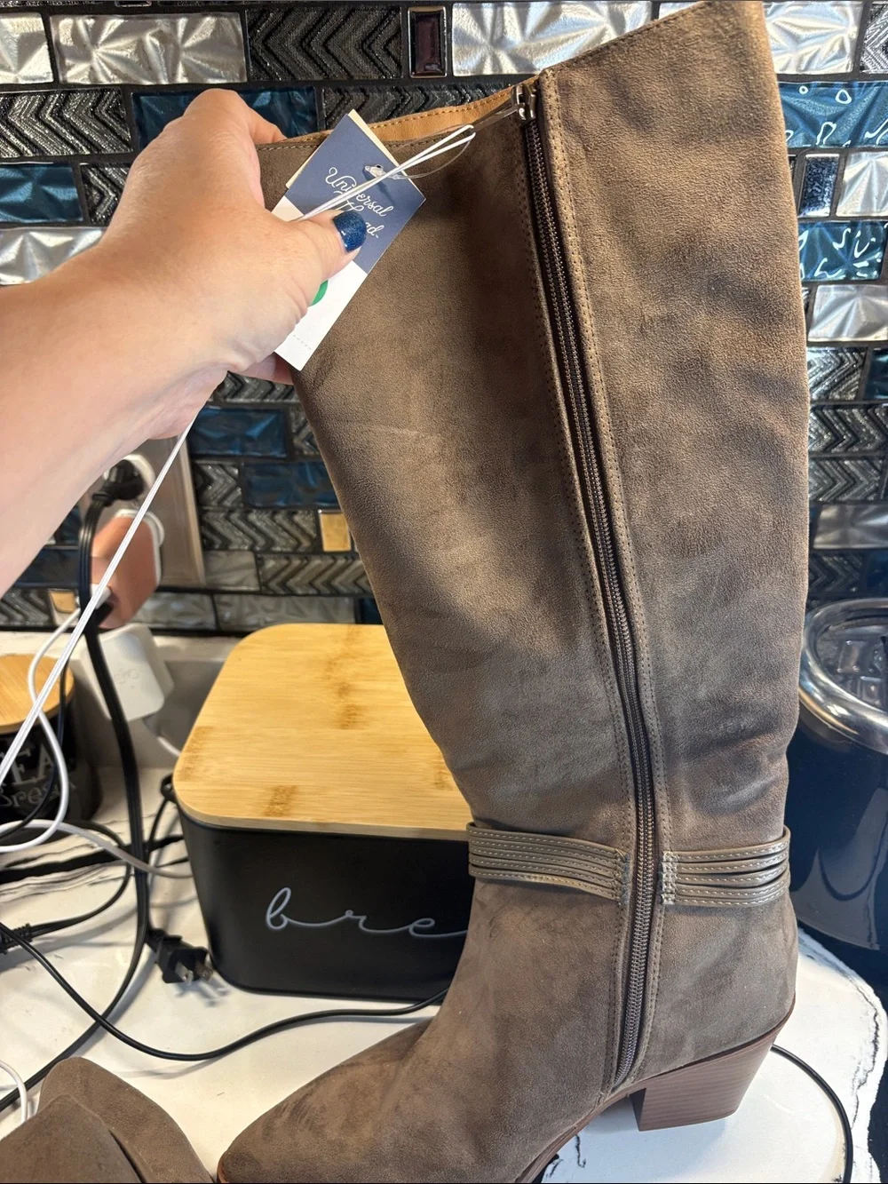 Universal Thread Dark Brown Suede Over-the-Knee Pointed Boots